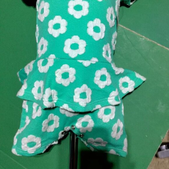 Dot Dot Smile - Green Floral Peplum-Skirted Romper infant Size 6-12 Months NWT - Picture 6 of 6